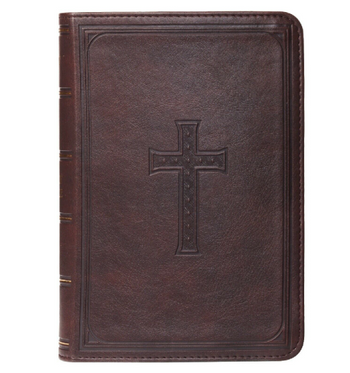 KJV Holy Bible Compact Large Print Brown Lux-Leather Bible, Red letter edition